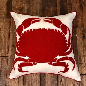 Crab Embroidered Pillow